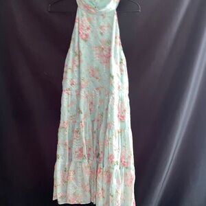 Eliza J‎ Floral Dress in Light Blue and Pink Floral Tiered skirt size 12 halter